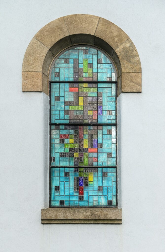 Colored Stained Glass Window of a Church